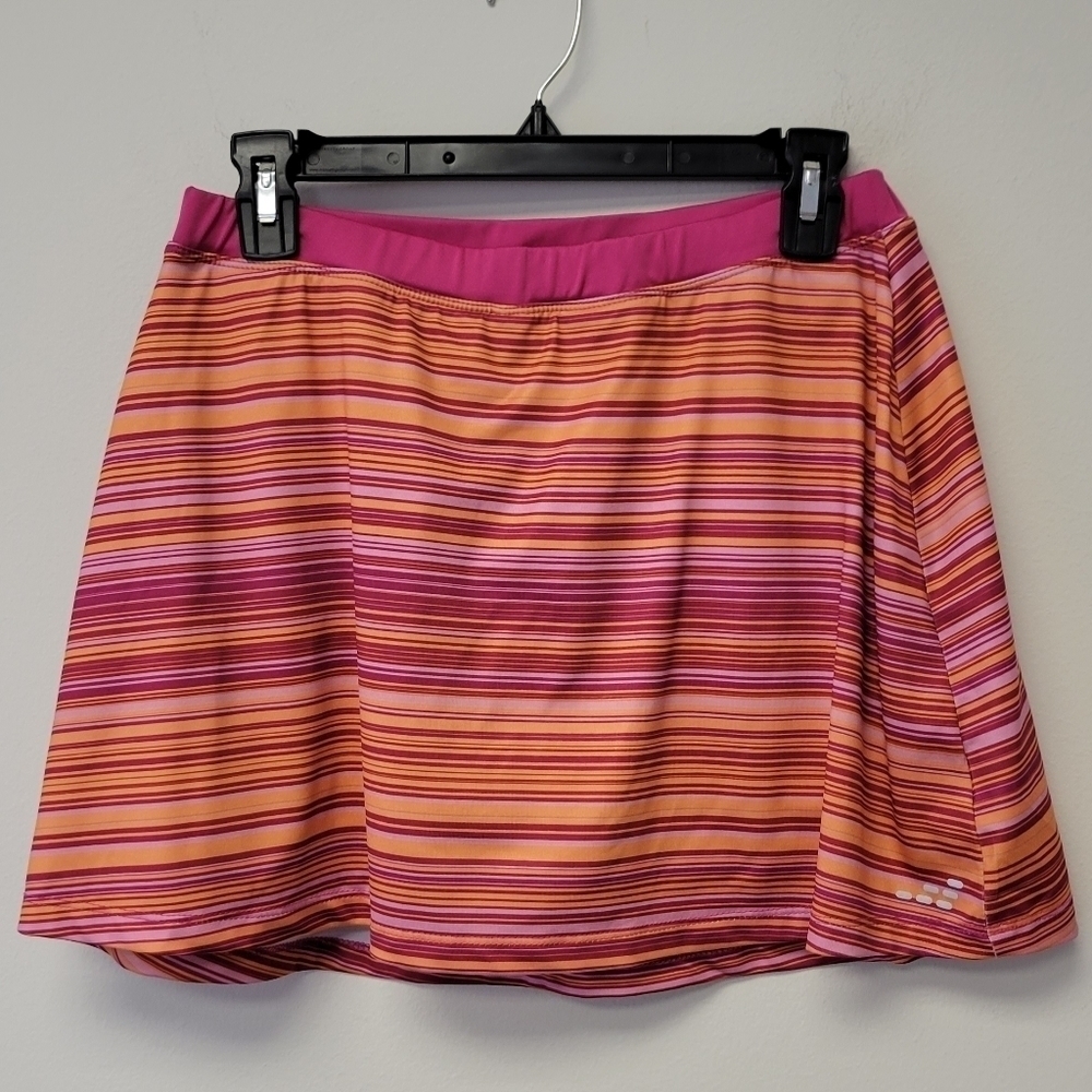 BCG tennis skort skirt Pink Orange Stripes L